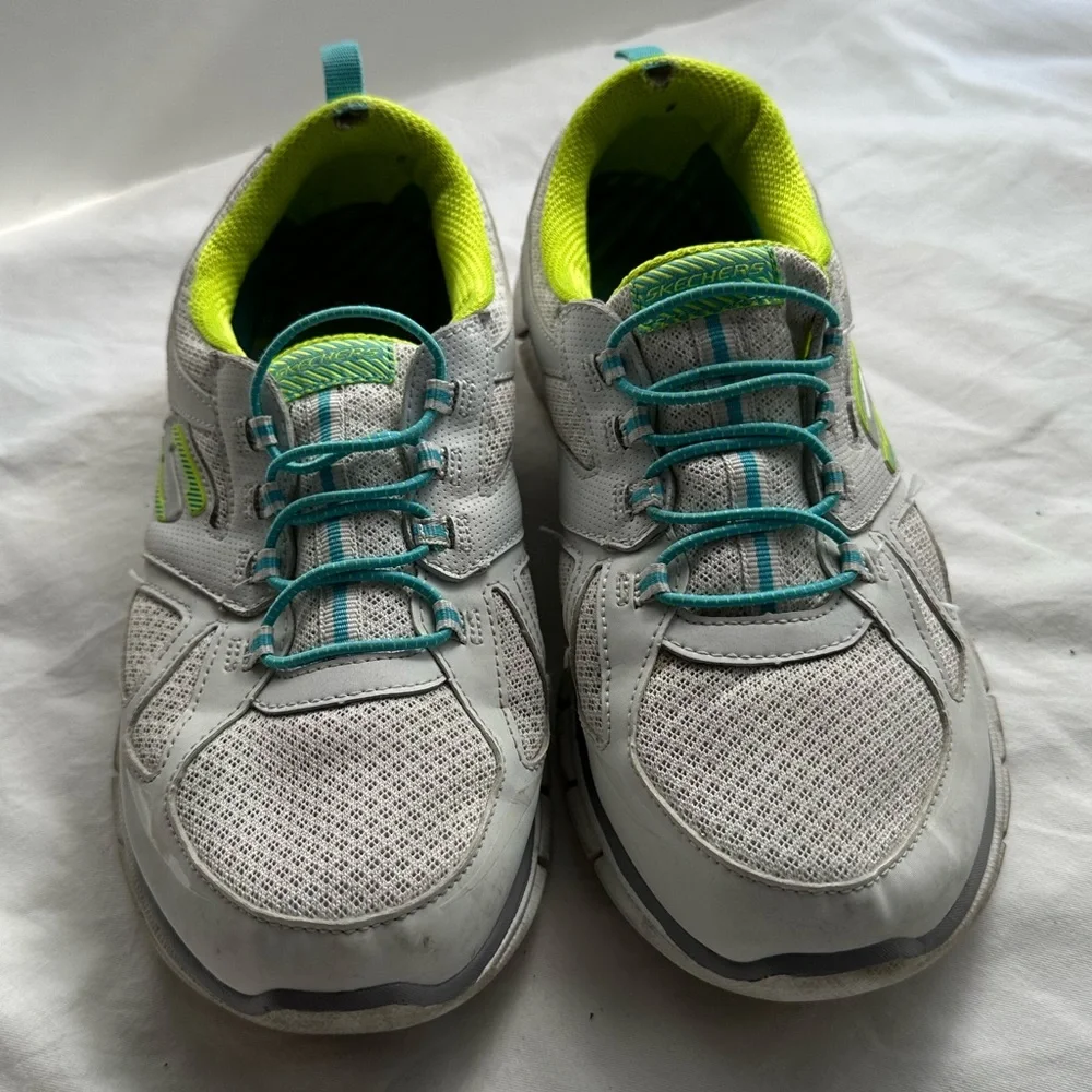 Skechers Athletic Woman’s Shoes size 8 White Blue Yellow neon colors